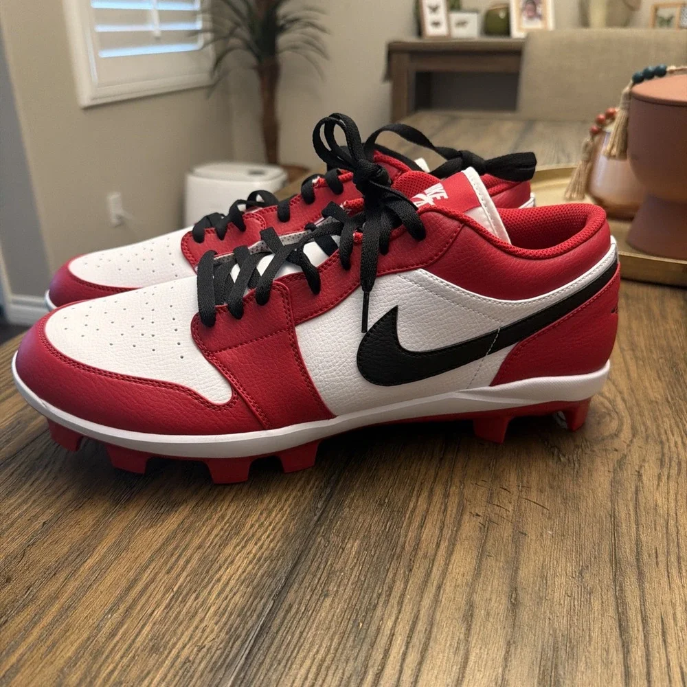 Air Jordan 1 Retro MCS Low Chicago Red White Black Baseball Cleats Size 15 …F2